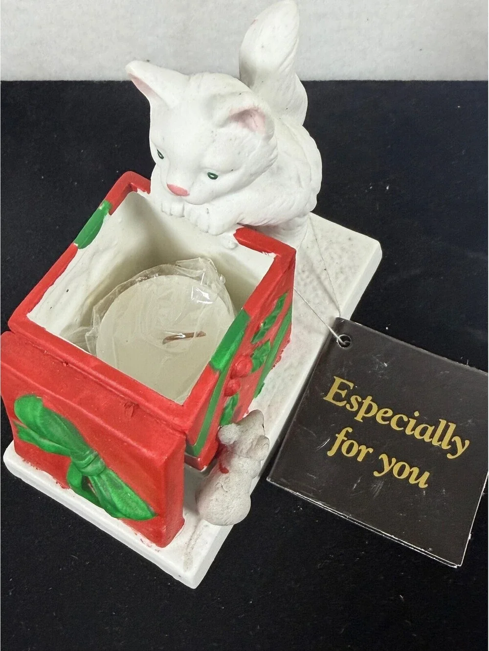 Vintage 1989 House of Lloyd Christmas Cat Mouse Candle Holder S-17